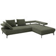 ECKSOFA Fino in Chenille Olivgrün  305/224 cm  - Schwarz/Olivgrün, Design, Textil/Metall (305/224cm) - Dieter Knoll