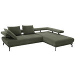 ECKSOFA Fino in Chenille Olivgrün  305/224 cm  - Schwarz/Olivgrün, Design, Textil/Metall (305/224cm) - Dieter Knoll