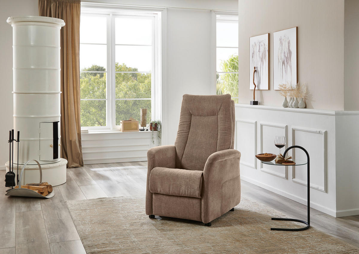 FERNSEHSESSEL in Chenille Beige  - Beige/Grau, Konventionell, Kunststoff/Textil (78/115/90cm) - Hukla
