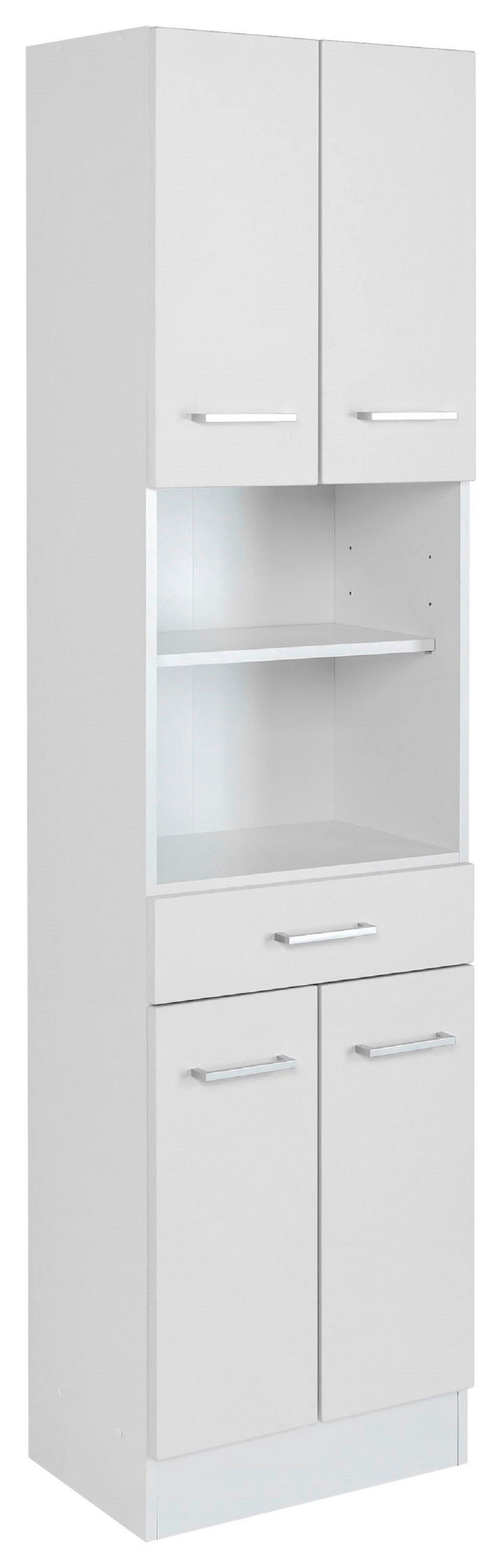 HOCHSCHRANK  - Silberfarben/Weiß, MODERN, Holzwerkstoff/Metall (50/190/35cm) - MID.YOU