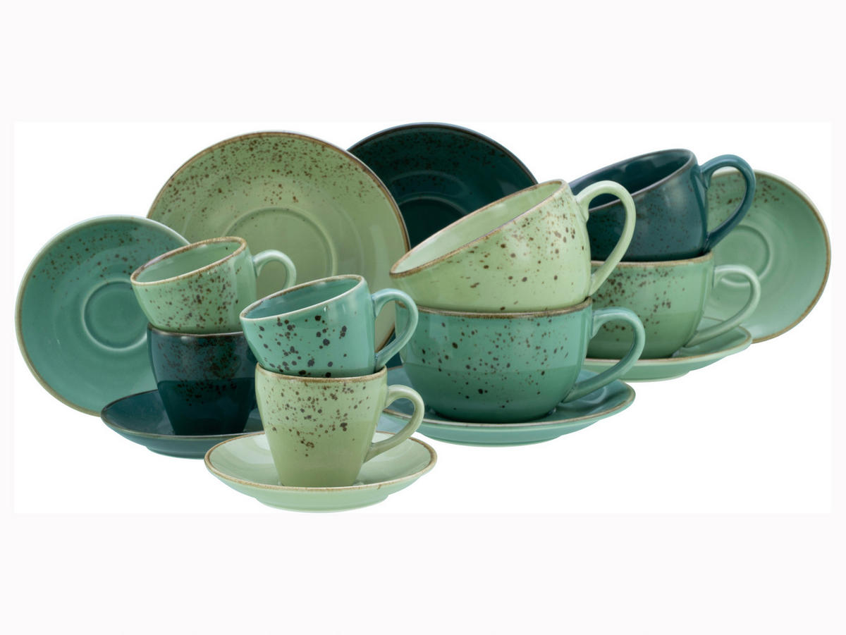 TASSENSET Nature Collection Green Life 16-teilig  - Waldgrün/Salbeigrün, Basics, Keramik - Creatable
