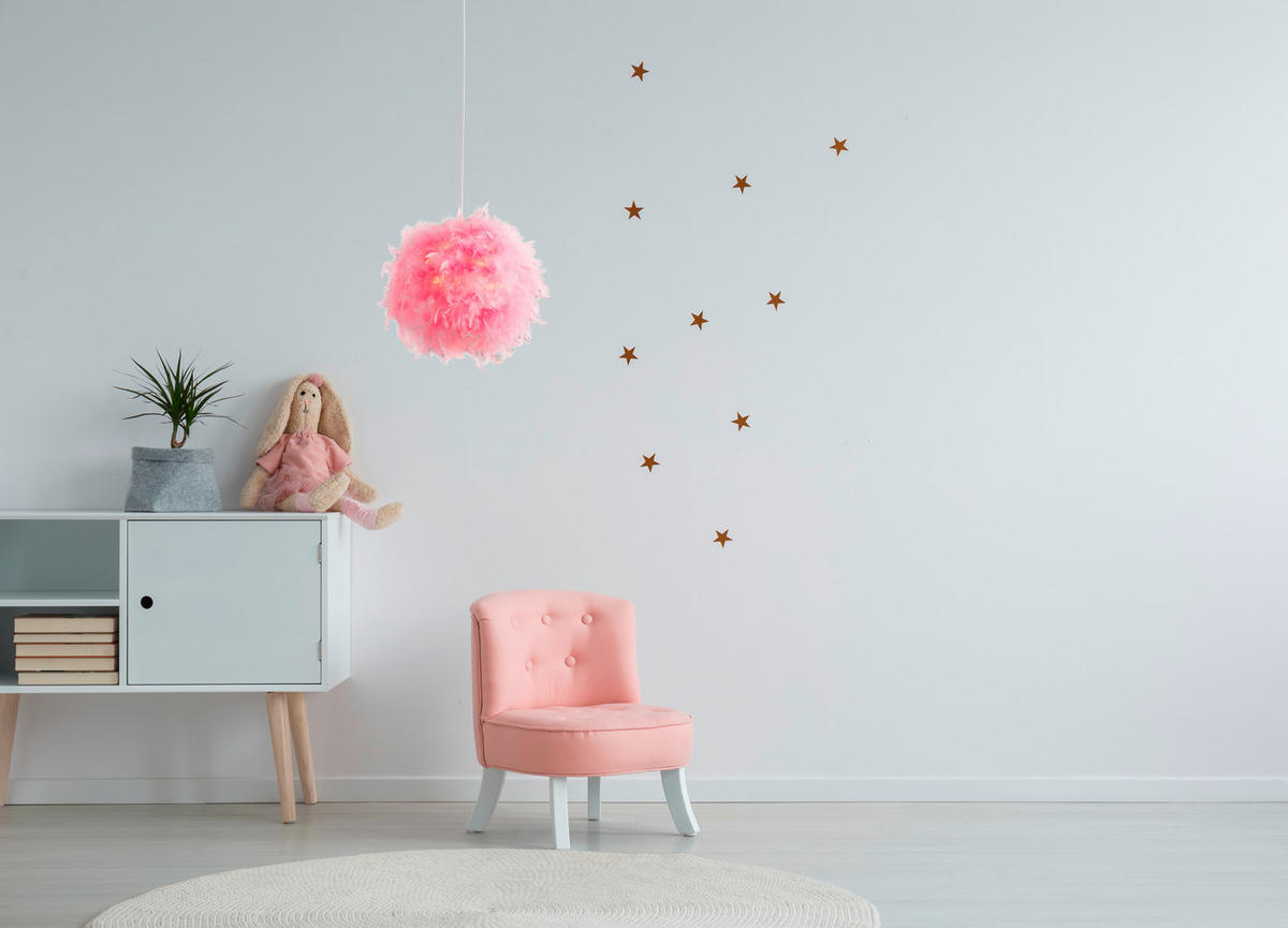 HÄNGELEUCHTE 30/150 cm  - Pink/Weiß, Basics, Textil/Metall (30/150cm) - Globo