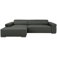 Ecksofa inkl. Funktion DUA Anthrazit Echtleder  - Chromfarben/Anthrazit, Design, Leder/Metall (170/293cm) - Novel