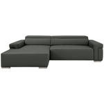 ECKSOFA DUA in Echtleder Anthrazit  170/293 cm  - Chromfarben/Anthrazit, Design, Leder/Metall (170/293cm) - Novel