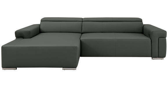ECKSOFA DUA in Echtleder Anthrazit  170/293 cm  - Chromfarben/Anthrazit, Design, Leder/Metall (170/293cm) - Novel