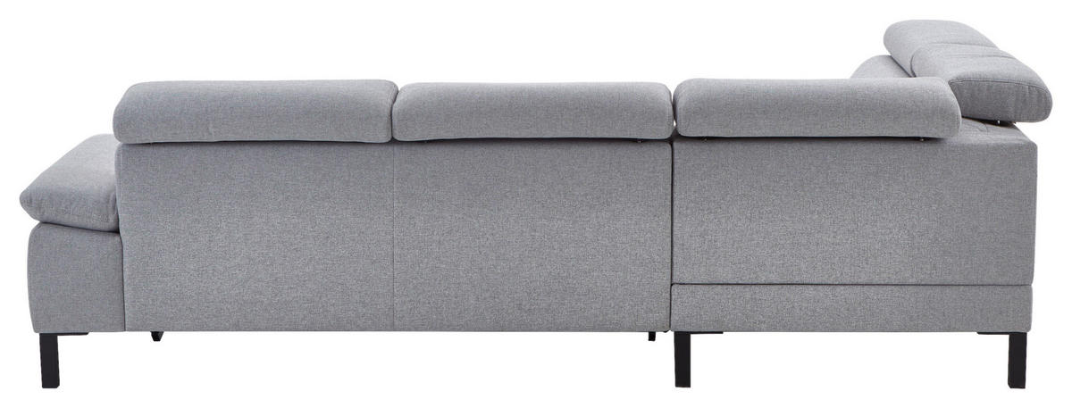 ECKSOFA in Flachgewebe Hellgrau  - Hellgrau/Schwarz, Design, Holzwerkstoff/Textil (217/272cm) - Pure Home Comfort