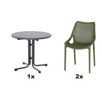 GARTENGARNITUR 3-teilig  - Anthrazit/Olivgrün, Basics, Holzwerkstoff/Kunststoff (80/81/80cm) - Siena Garden