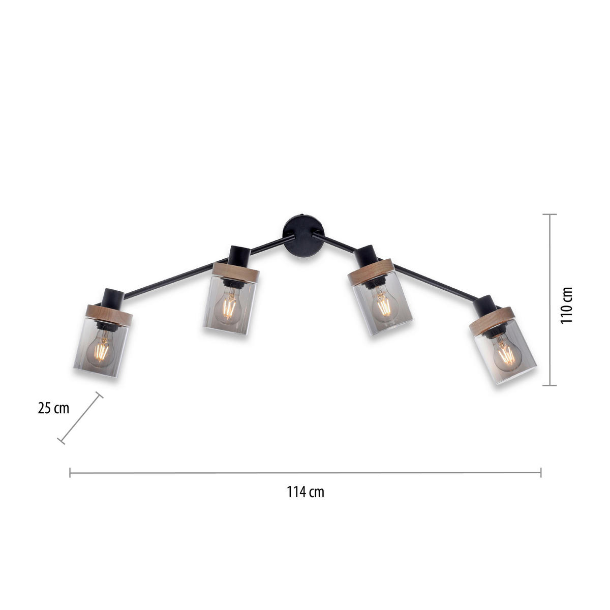 STRAHLER 114/110/25 cm   - Schwarz, Basics, Glas/Holz (114/110/25cm)