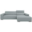 ECKSOFA DUA in Echtleder Hellgrau  293/170 cm  - Chromfarben/Hellgrau, Design, Leder/Metall (293/170cm) - Novel
