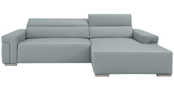 ECKSOFA DUA in Echtleder Hellgrau  293/170 cm  - Chromfarben/Hellgrau, Design, Leder/Metall (293/170cm) - Novel