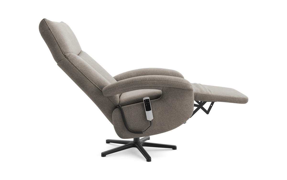RELAXSESSEL Flachgewebe Kopfteilverstellung, Rücken echt    - Schlammfarben/Schwarz, MODERN, Textil/Metall (74/112/82cm) - Sit & More