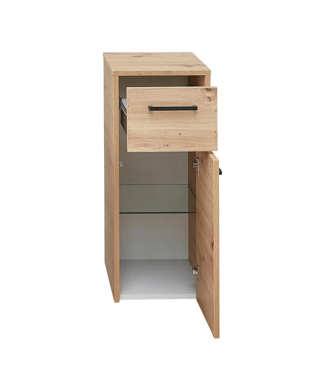 SPODNÍ SKŘÍŇKA, dub artisan, 30/72/33 cm - černá/dub artisan, Design, kompozitní dřevo/sklo (30/72/33cm) - Xora