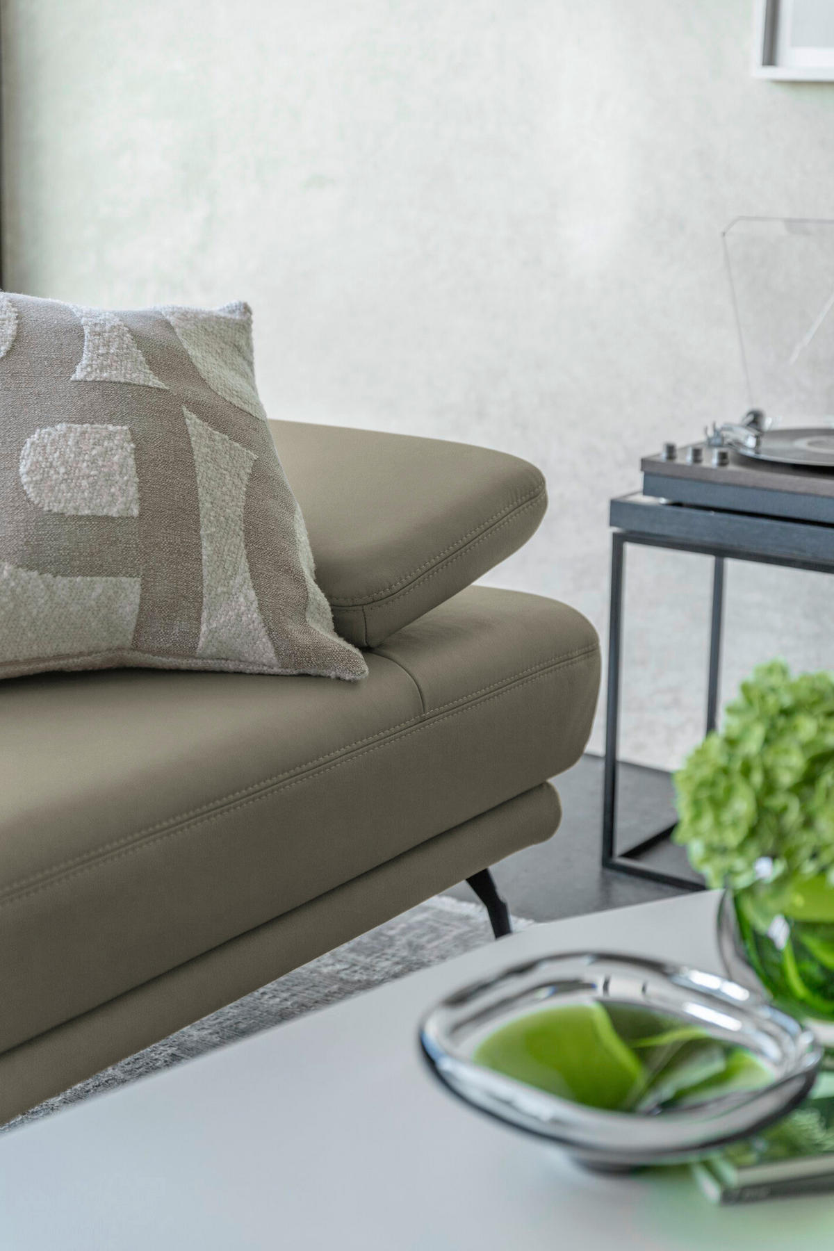 ECKSOFA Echtleder Platinfarben  - Platinfarben/Schwarz, Konventionell, Leder/Metall (301/180cm) - Joop!