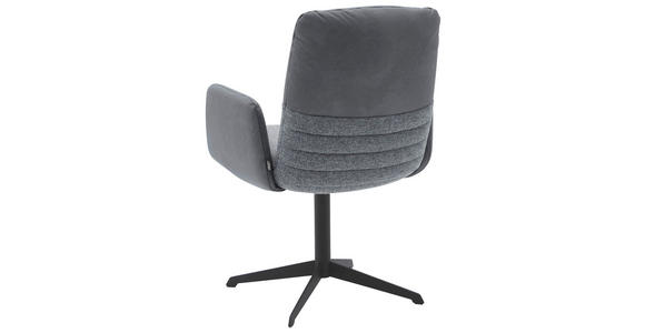 ARMLEHNSTUHL  in Stahl Flachgewebe Echtleder pigmentiert  - Schwarz/Dunkelblau, Design, Leder/Textil (64/93/69cm) - Dieter Knoll