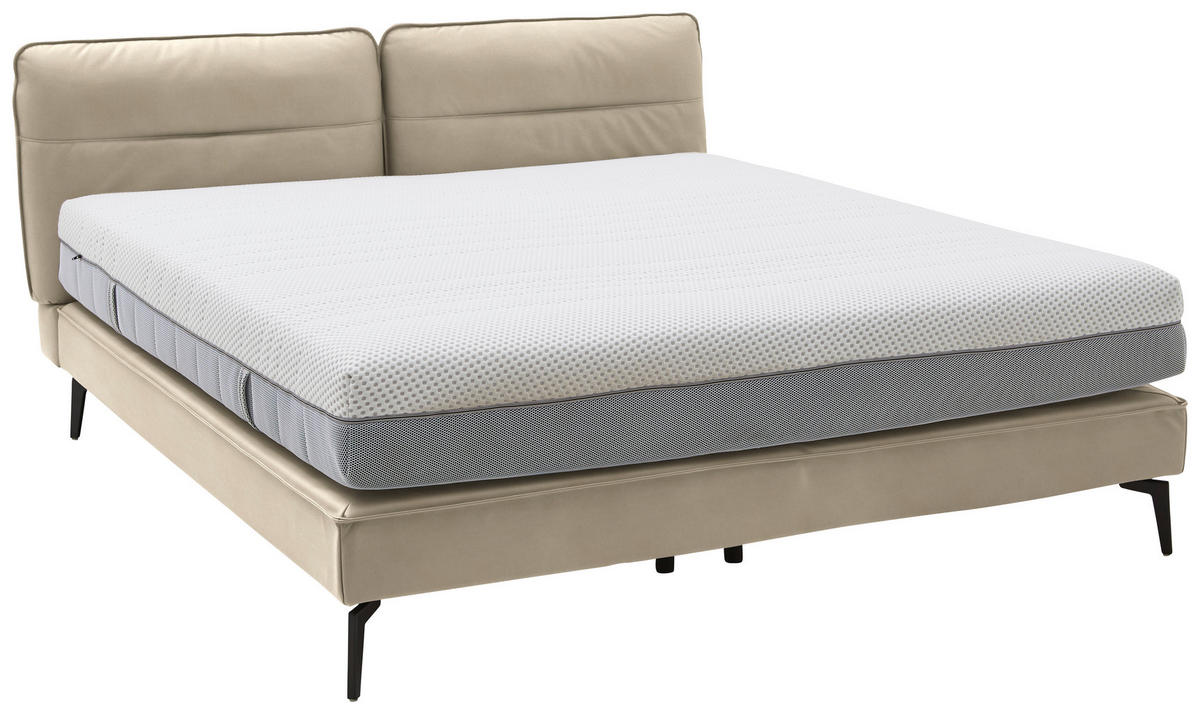 BOXSPRINGBETT  Beige  - Beige/Schwarz, Design, Textil/Metall (200cm) - Johann Jakob