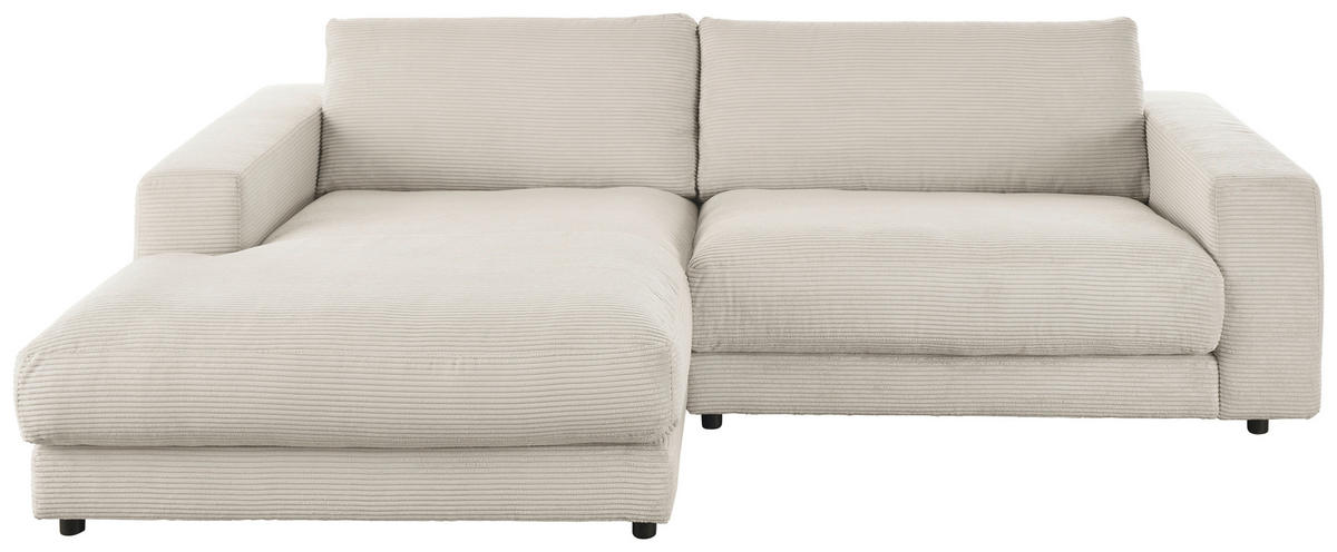 ECKSOFA in Cord Hellgrau  - Hellgrau/Schwarz, Design, Kunststoff/Textil (190/270cm) - Lomoco