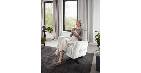 RELAXSESSEL in Textil Ecru - Ecru/Schwarz, Design, Textil/Metall (78/113/90cm) - Dieter Knoll