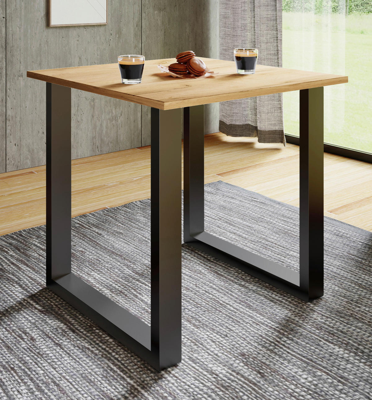 ESSTISCH in Metall, Holzwerkstoff 80/80/76 cm  - Honigeiche/Schwarz, Design, Holzwerkstoff/Metall (80/80/76cm) - MID.YOU