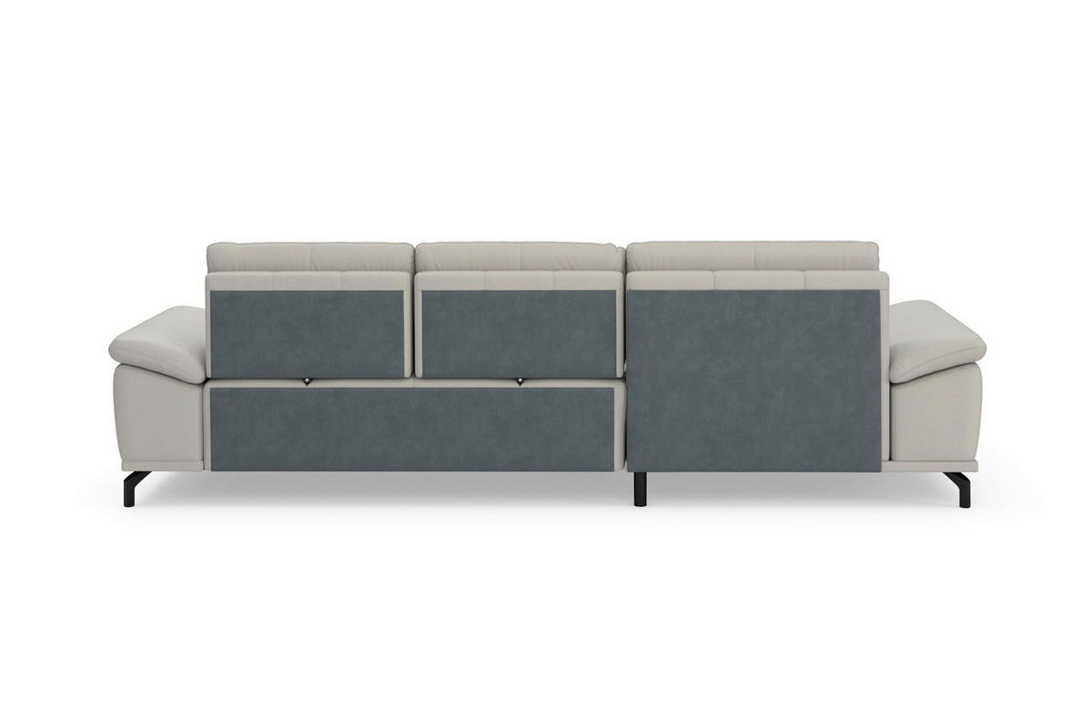 ROHOVÁ SEDAČKA, koža, svetlosivá - čierna/svetlosivá, Basics, kov/koža (176/301cm) - Sit & More