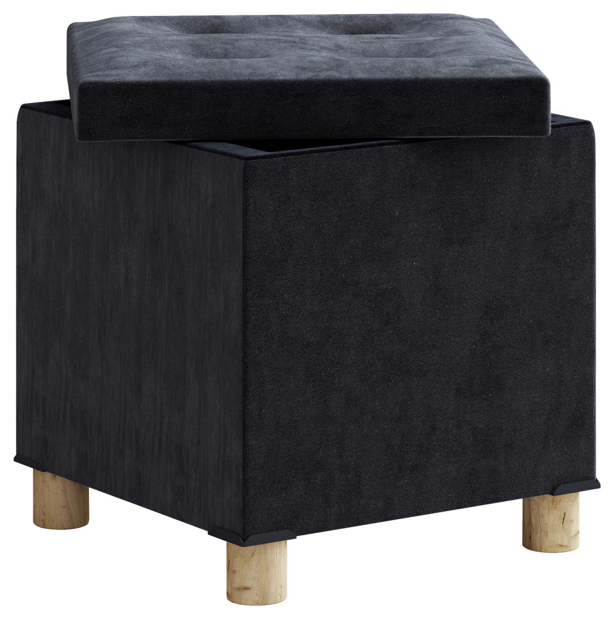 SITZBOXTextil Anthrazit  - Anthrazit/Braun, Modern, Holzwerkstoff/Textil (38/40/38cm) - MID.YOU