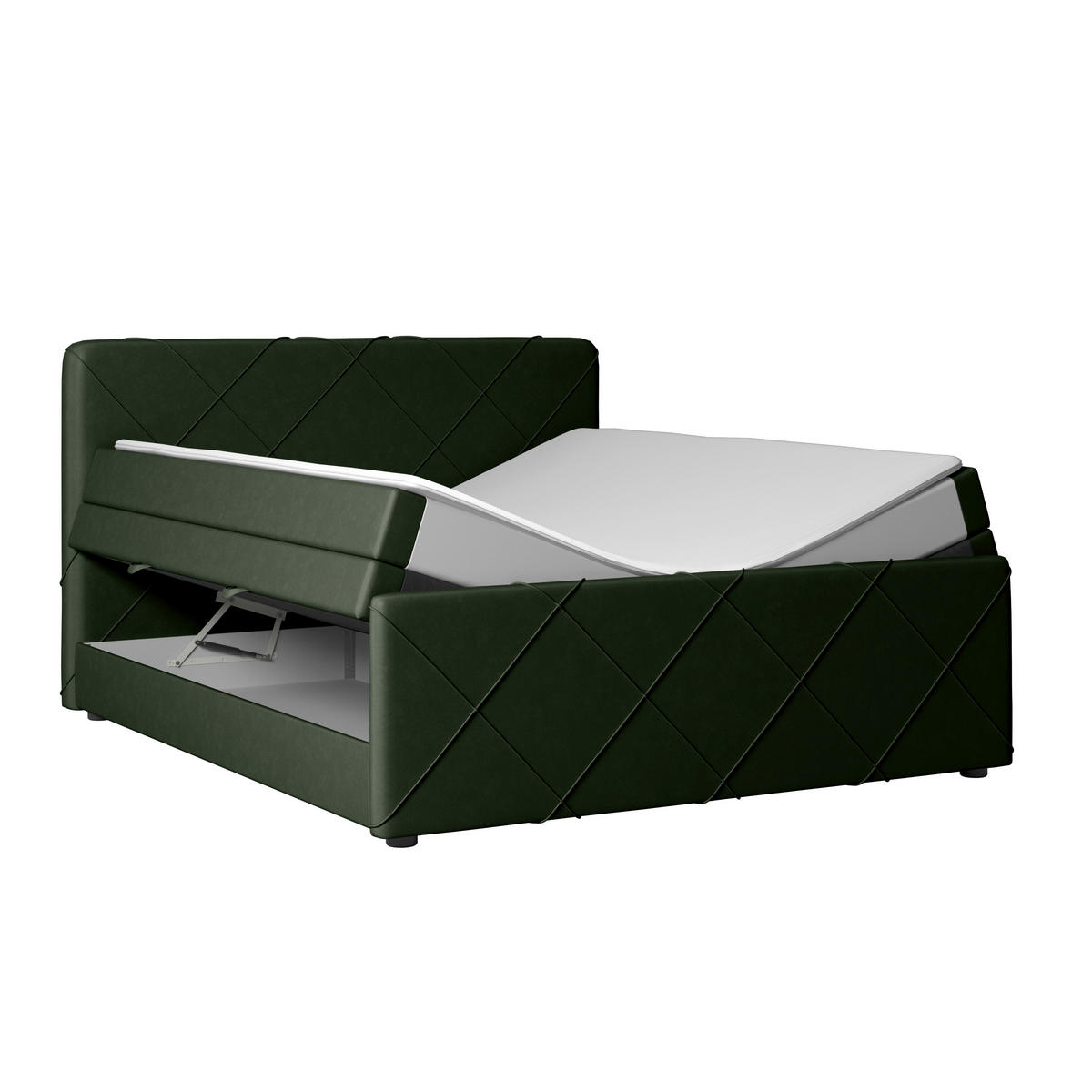 BOXSPRINGBETT 180/200 cm  in Grün  - Schwarz/Grün, Modern, Holz/Kunststoff (180/200cm) - MID.YOU