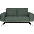 2-SITZER-SOFA Struktur Grün  - Schwarz/Grau, Design, Holz/Textil (166/85-104/95cm) - Novel