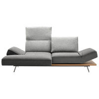 ECKSOFA in Flachgewebe Hellgrau  132/240 cm  - Chromfarben/Hellgrau, Design, Holz/Textil (132/240cm) - Koinor