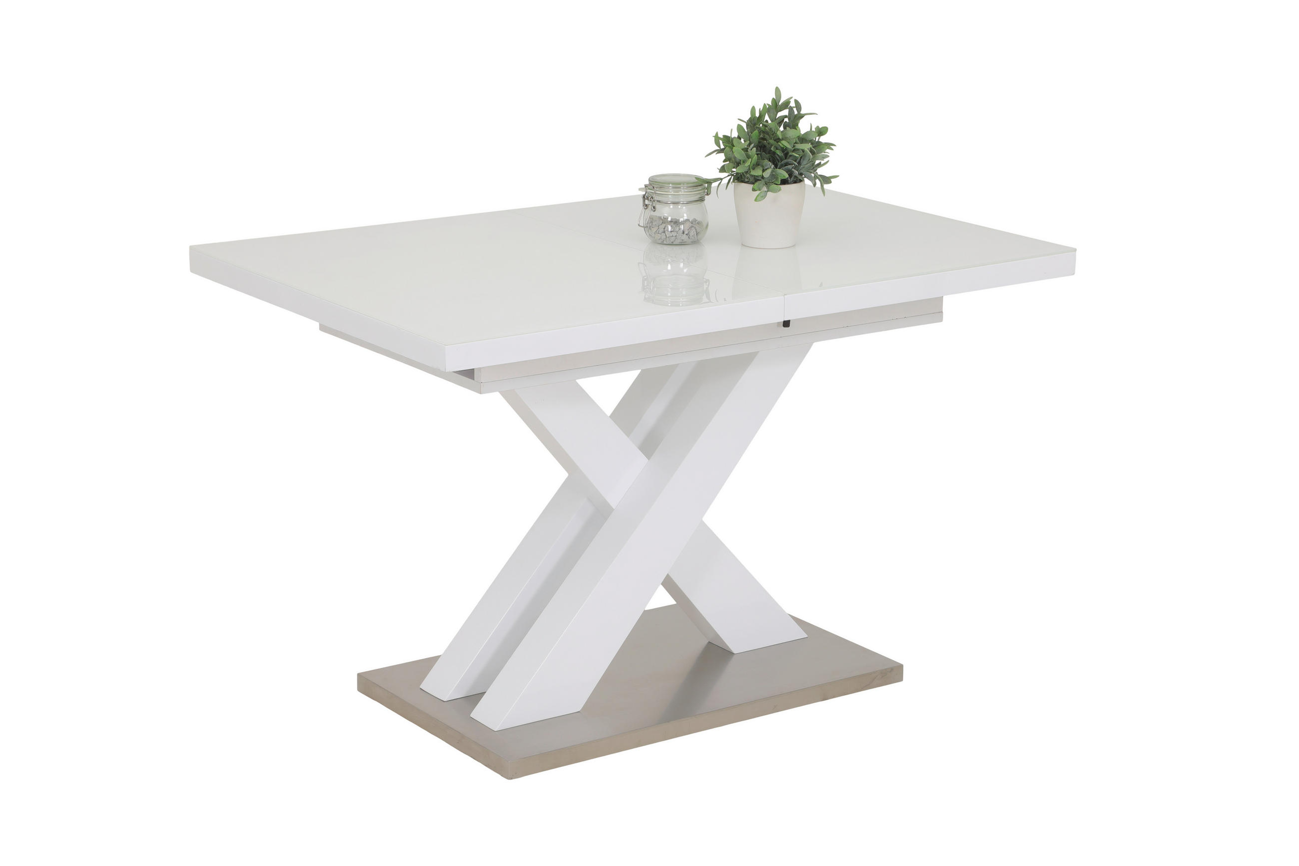 ESSTISCH in Glas, Holzwerkstoff 120-160/80/75 cm  - Weiß Hochglanz, MODERN, Glas/Holzwerkstoff (120-160/80/75cm) - MID.YOU