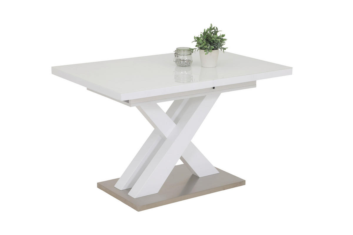 ESSTISCH in Glas, Holzwerkstoff 120-160/80/75 cm  - Weiß Hochglanz, MODERN, Glas/Holzwerkstoff (120-160/80/75cm) - MID.YOU