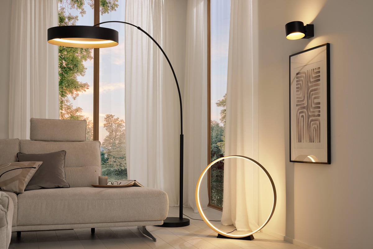 LED-STEHLEUCHTE 60/200 cm    - Goldfarben/Schwarz, Design, Metall (60/200cm) - Musterring
