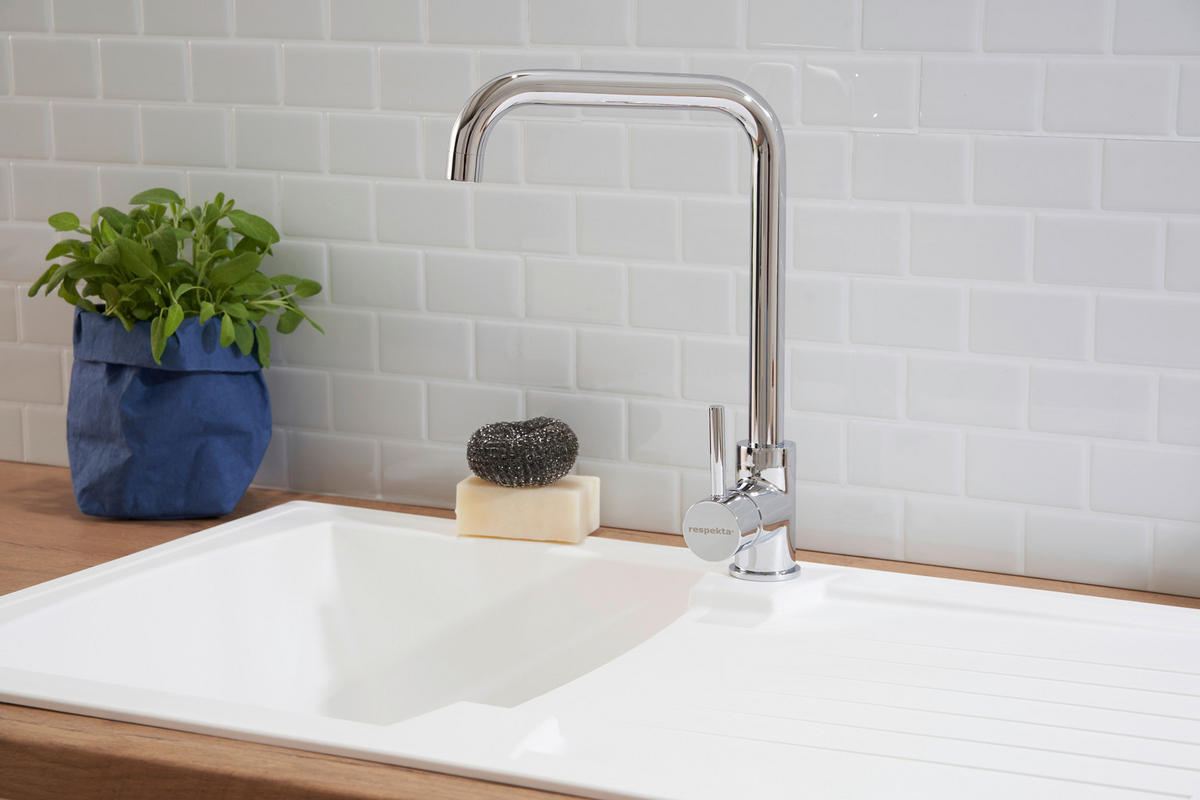 SPÜLE 1712BOSTON86X50W  - Weiß, Trend, Glas/Kunststoff (86/20/50cm) - Respekta