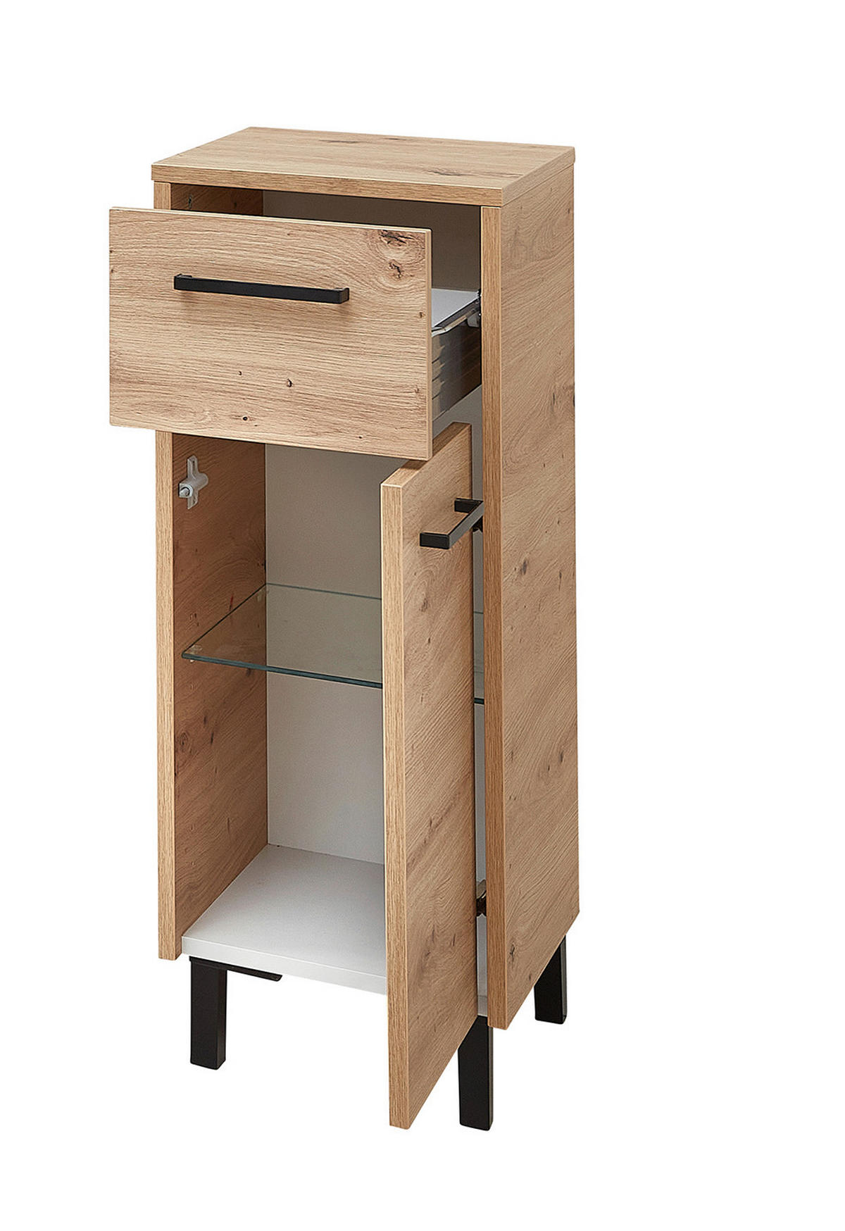SPODNÍ SKŘÍŇKA, dub artisan, 30/72/33 cm - černá/dub artisan, Design, kompozitní dřevo/sklo (30/72/33cm) - Xora