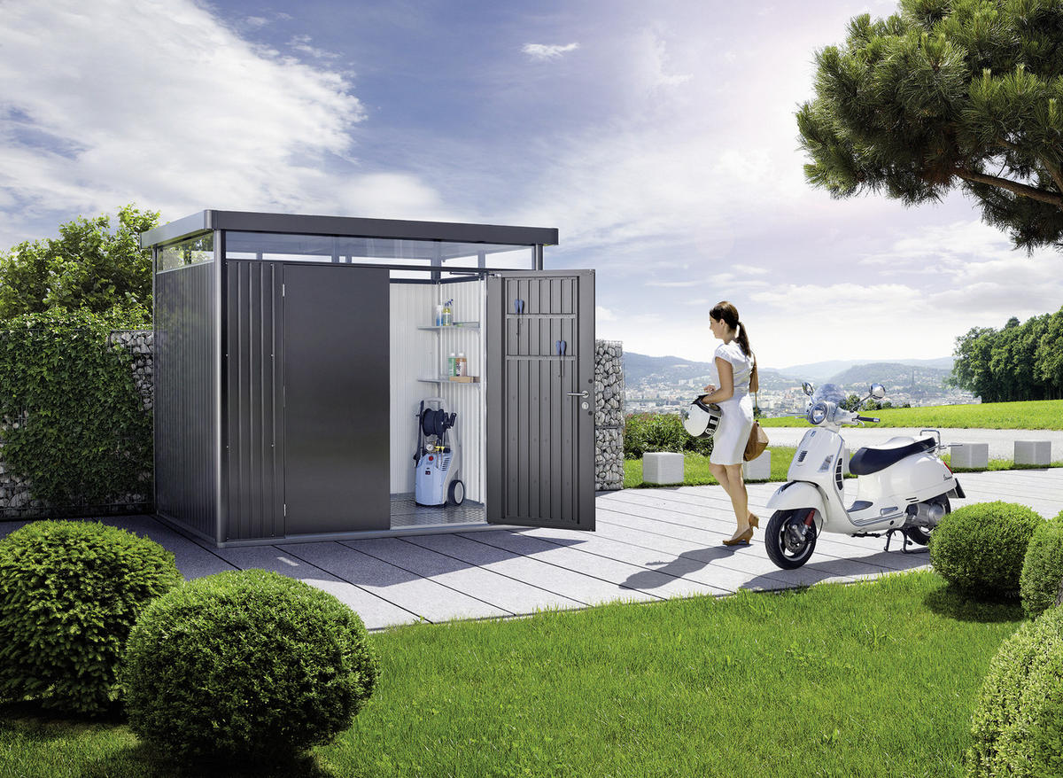 GERÄTEHAUS 275/222/235 cm  - Dunkelgrau, Design, Metall (275/222/235cm) - Biohort