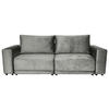 BIGSOFA in Velours Grau  - Schwarz/Grau, Design, Kunststoff/Textil (256/88/120cm) - home24