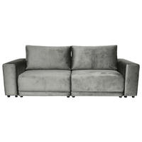 BIGSOFA in Velours Grau  - Schwarz/Grau, Design, Kunststoff/Textil (256/88/120cm) - home24
