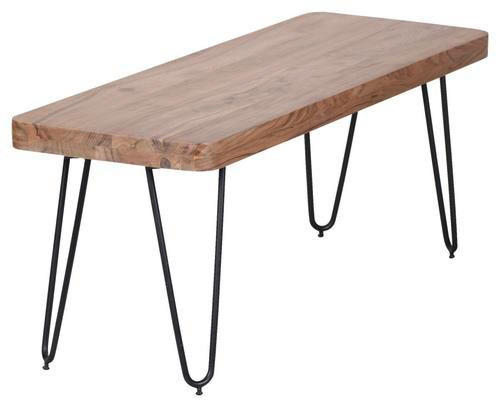 SITZBANK 160/45/40 cm Akaziefarben Akazie massiv Metall  - Schwarz/Akaziefarben, MODERN, Holz/Metall (160/45/40cm) - MID.YOU