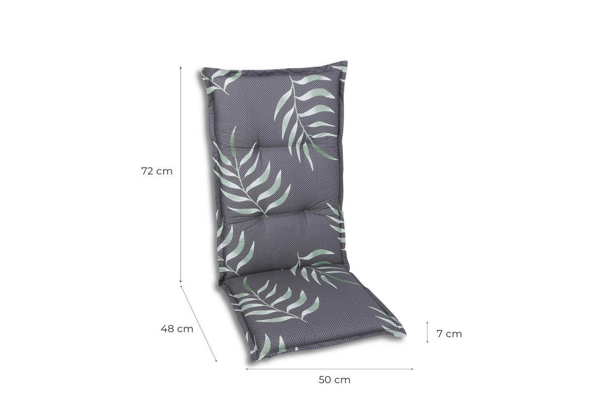SESSELAUFLAGENSET Blätter  - Anthrazit, Basics, Textil (50/7/120cm)