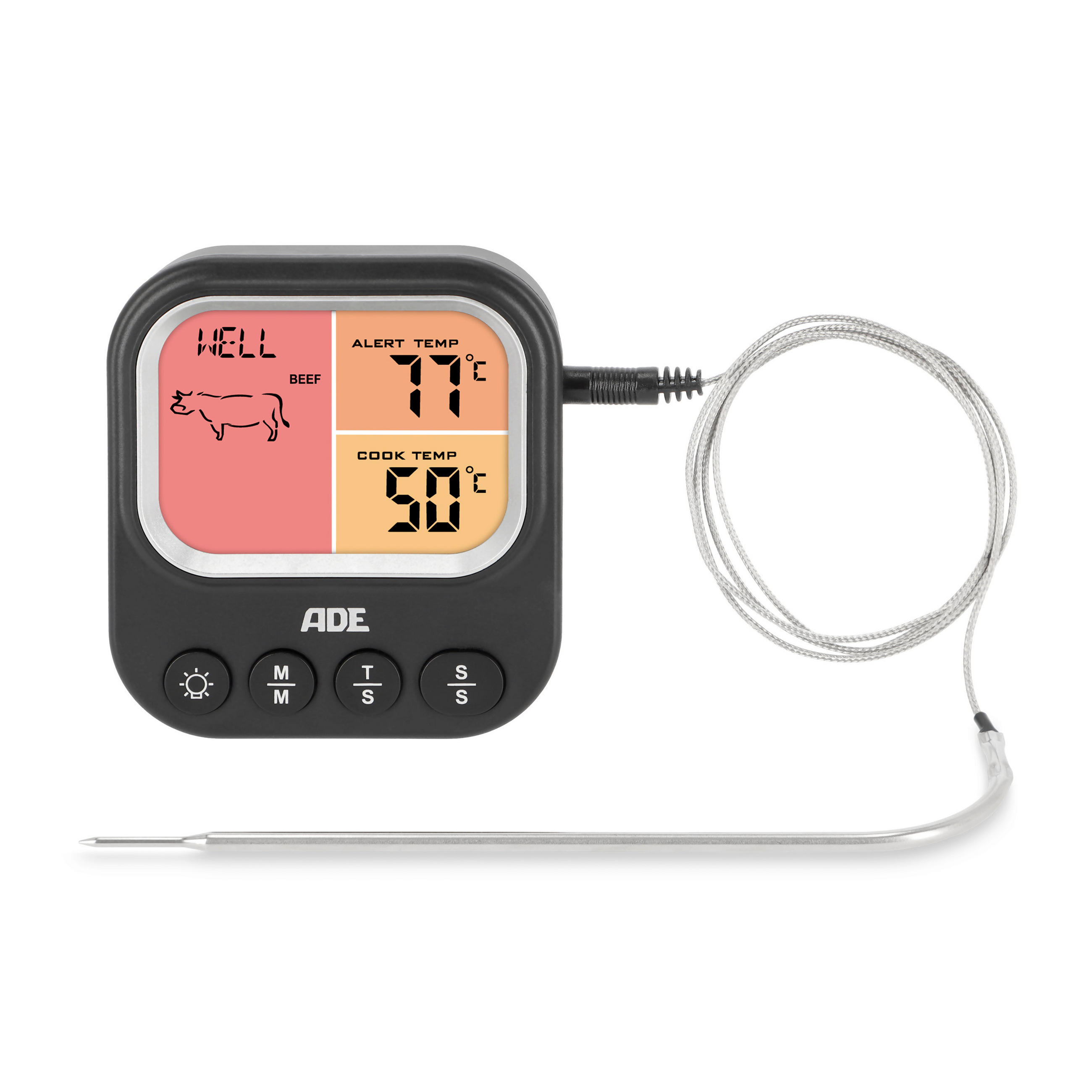 BRATENTHERMOMETER  - Schwarz, Basics, Kunststoff (8,8/8/2,8cm)