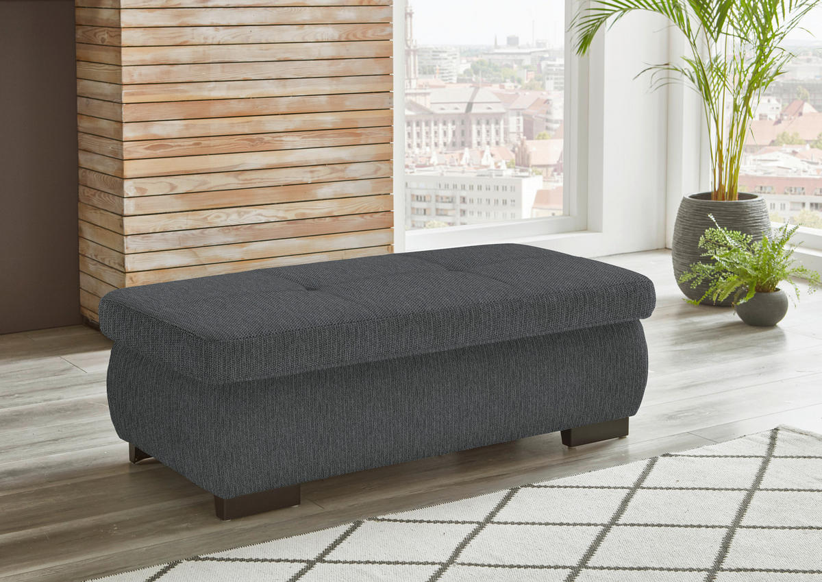 ECKSOFA in Flachgewebe Graubraun  - Graubraun/Schwarz, Design, Textil/Metall (174/297cm) - Beldomo Style