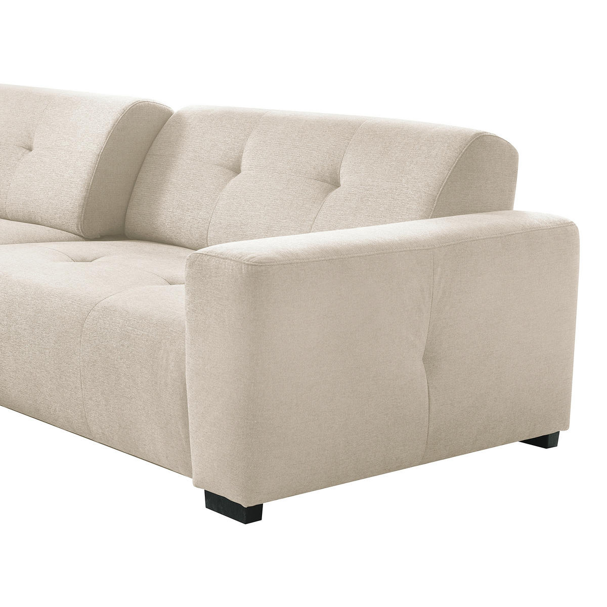 ECKSOFA AUSTIN Beige Flachgewebe Sitztiefenverstellung  - Beige/Schwarz, Design, Kunststoff/Textil (169/286cm) - Livetastic