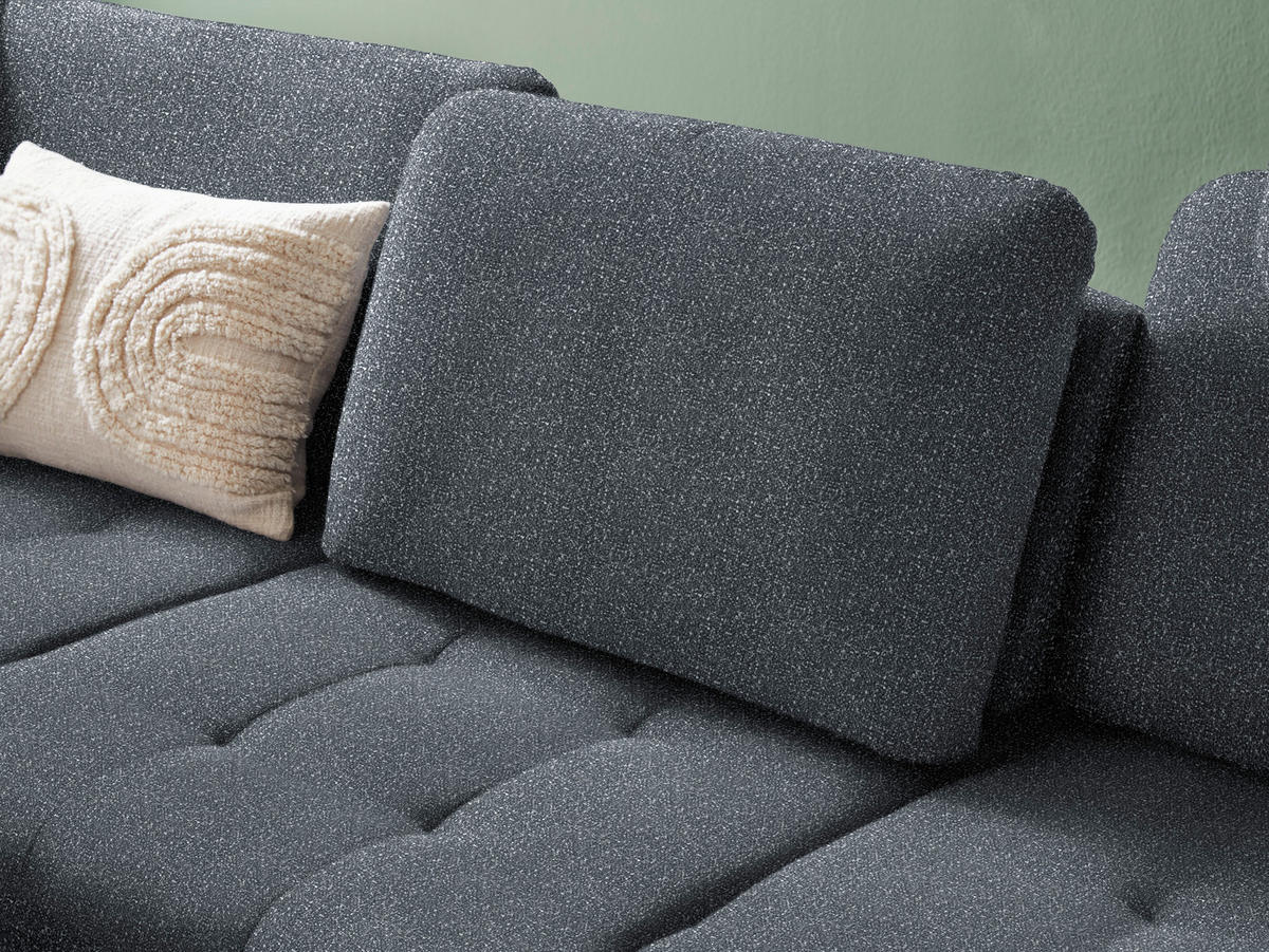 ECKSOFA in Bouclé Dunkelgrau  - Dunkelgrau/Schwarz, Natur, Textil/Metall (233/288cm) - Valnatura