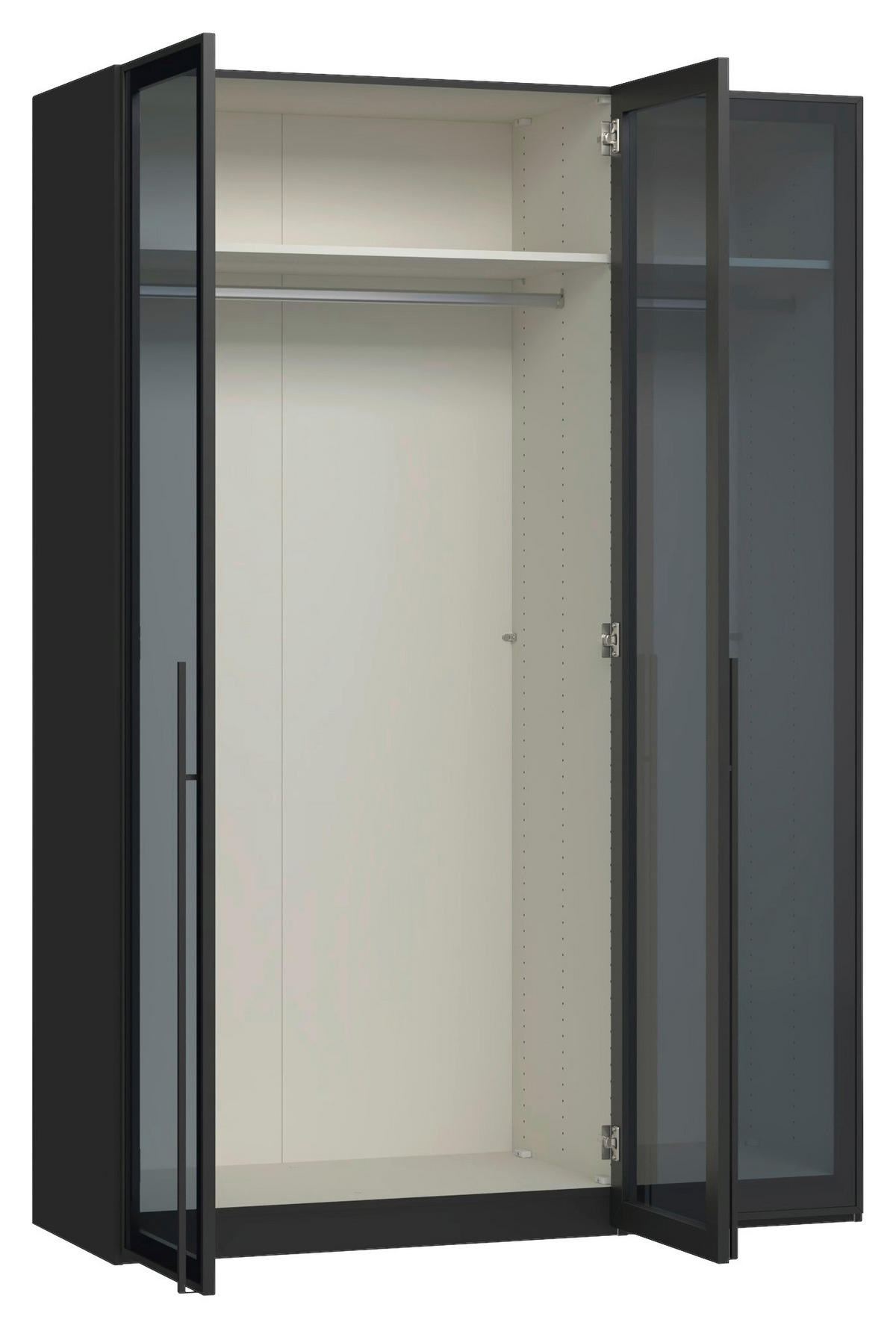 DREHTÜRENSCHRANK 152/220/59 cm,  in Schwarz, 3-türig  - Schwarz, Design, Glas/Holzwerkstoff (152/220/59cm) - Jutzler