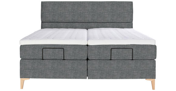 BOXSPRINGBETT 200/200 cm  in Dunkelgrau  - Eichefarben/Dunkelgrau, KONVENTIONELL, Holz/Textil (200/200cm) - Voleo