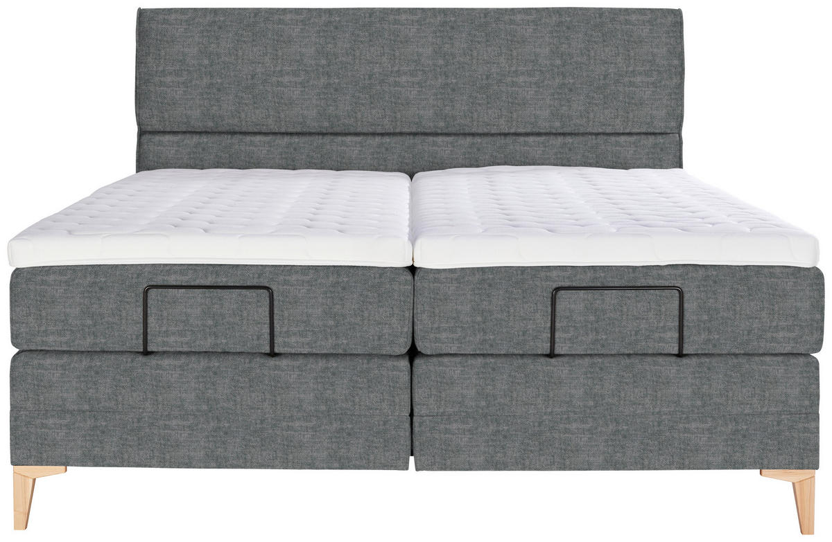 BOXSPRINGBETT 180/200 cm  in Dunkelgrau  - Eichefarben/Dunkelgrau, Konventionell, Holz/Textil (180/200cm) - Voleo