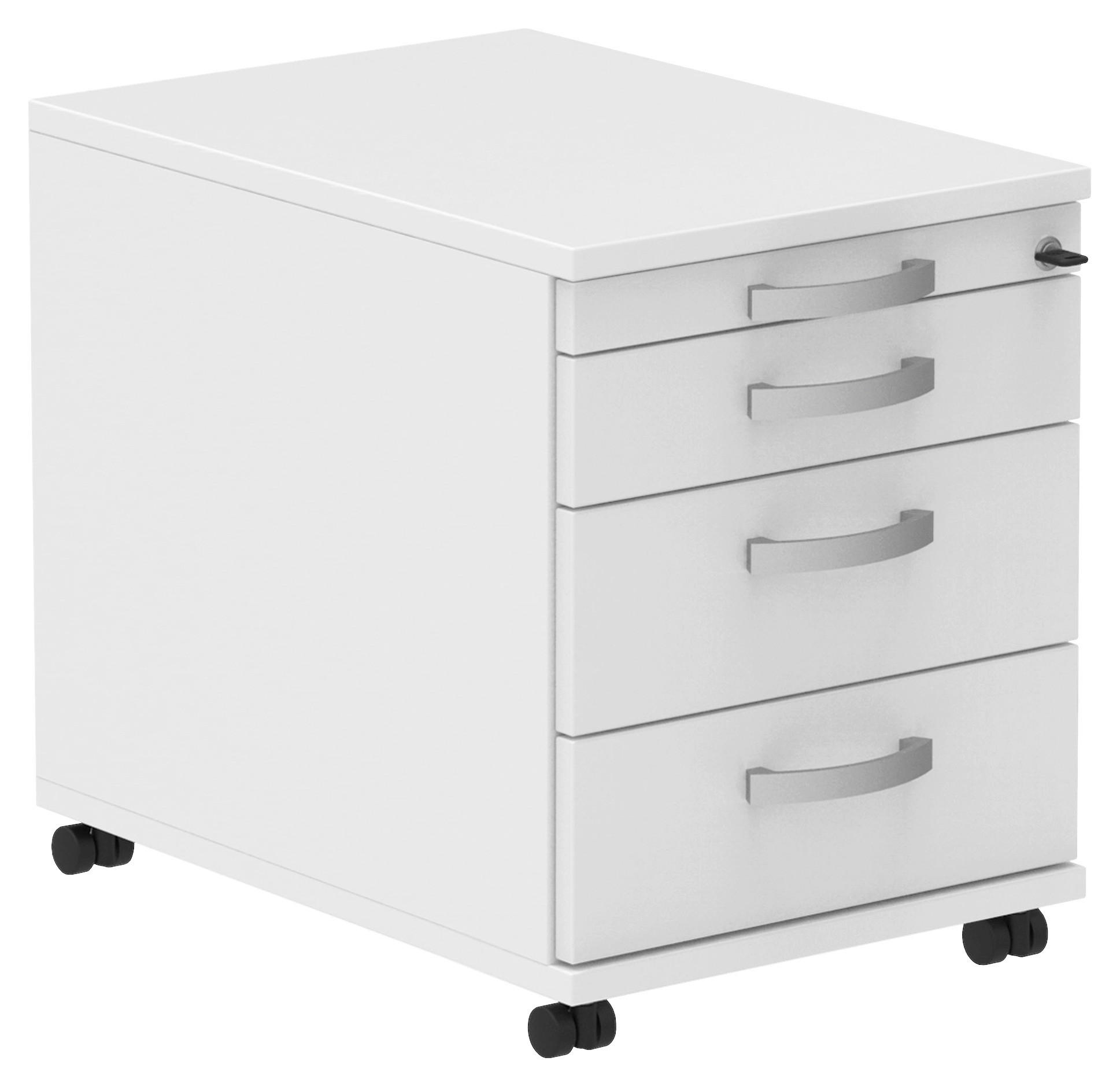 ROLLCONTAINER Weiß, Alufarben - Alufarben/Weiß, KONVENTIONELL, Holzwerkstoff/Metall (42,7/54,4/60cm) - Moderano