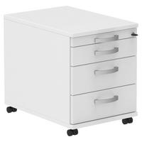 ROLLCONTAINER 42,7/54,4/60 cm  - Weiss/Alufarben, Konventionell, Holzwerkstoff/Metall (42,7/54,4/60cm) - Moderano