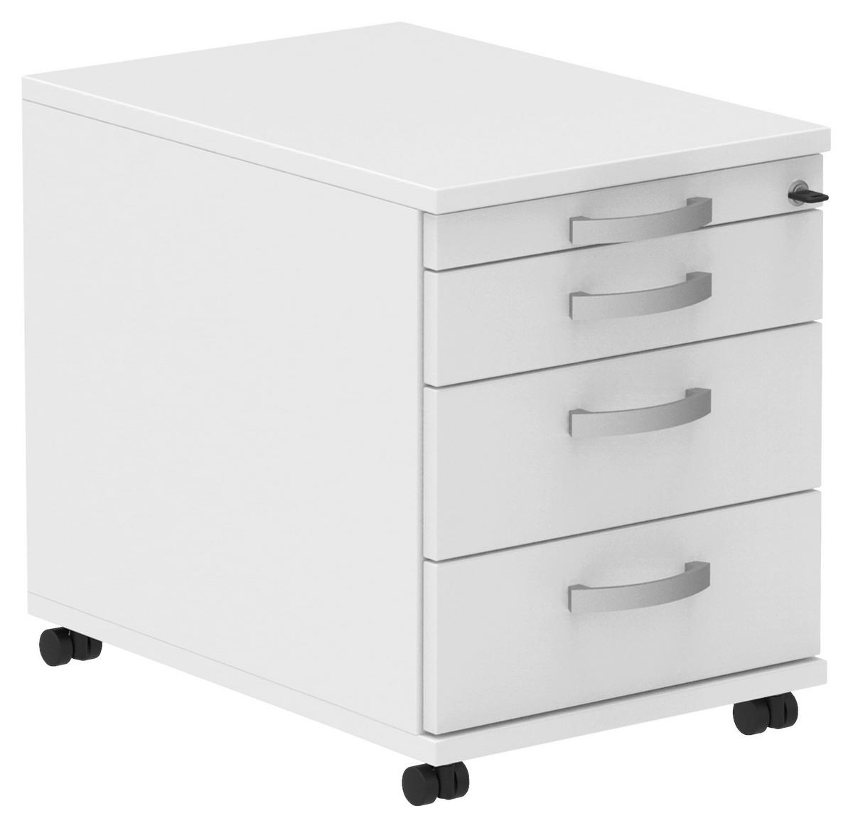 ROLLCONTAINER 42,7/54,4/60 cm  - Weiss/Alufarben, Konventionell, Holzwerkstoff/Metall (42,7/54,4/60cm) - Moderano