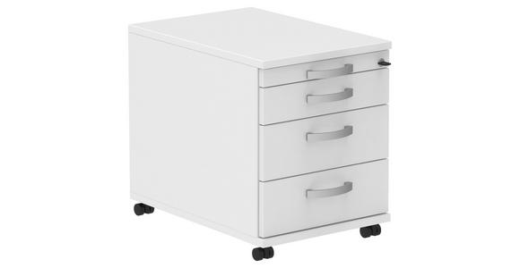 ROLLCONTAINER Weiß, Alufarben - Alufarben/Weiß, KONVENTIONELL, Holzwerkstoff/Metall (42,7/54,4/60cm) - Moderano