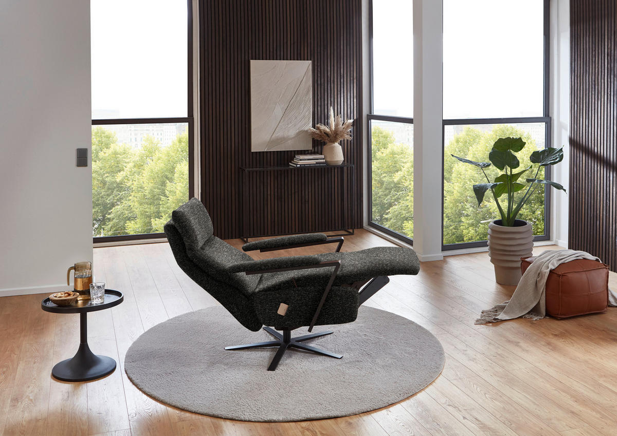 RELAXSESSEL in Textil Schwarzbraun  - Schwarzbraun/Schwarz, Design, Textil/Metall (68/117/85cm) - Cantus