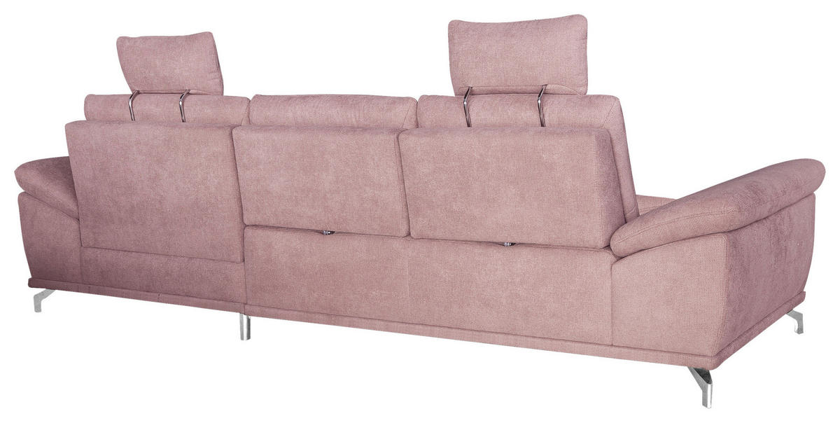 ECKSOFA Flieder Flachgewebe Bettkasten, Schlaffunktion, Sitztiefenverstellung, Kopfstütze, Liegefläche im Originalstoff  - Silberfarben/Flieder, KONVENTIONELL, Textil/Metall (301/176cm) - Sit & More